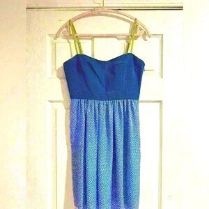 Y2K Indie Blue Babydoll Dress 4 Fossil Vintage Lime Trim Sweet Soft Girl Vibes